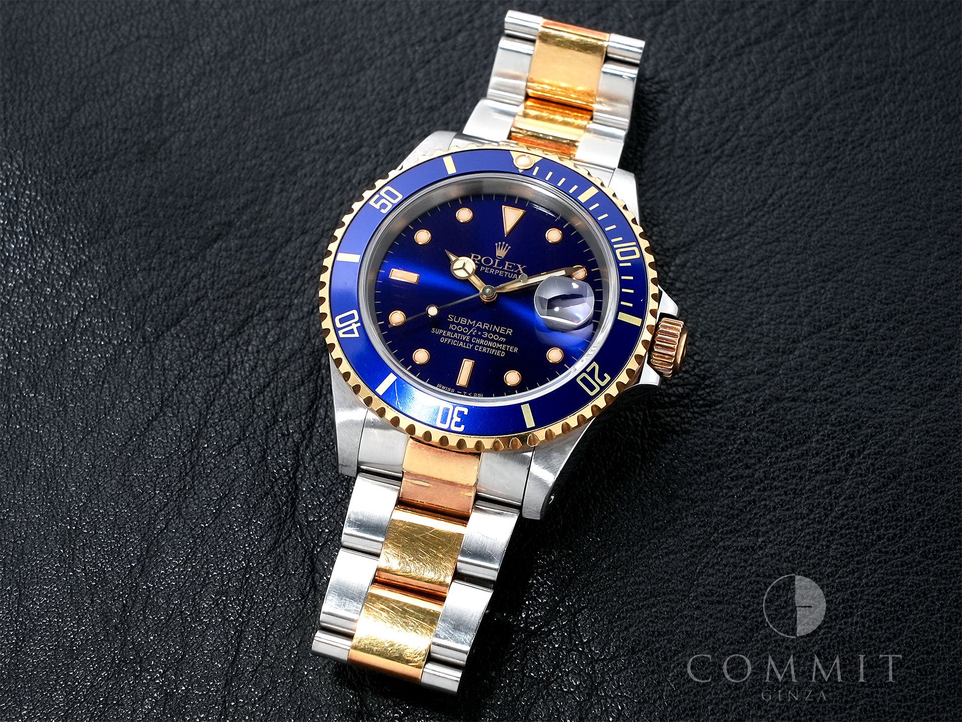 Pre-owned Rolex Submariner Date Ref. 16613 in Stainless Steel/Yellow Gold with Blue Dial (7ojgtoqa)