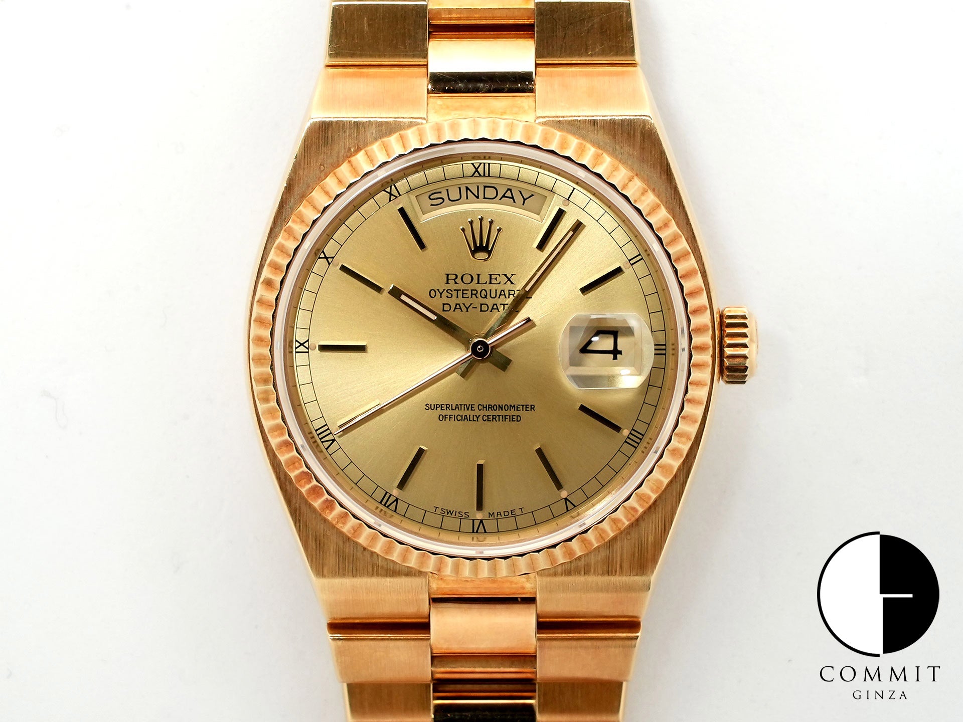 Rolex Oysterquartz Day-Date 36 Ref. 19018N Yellow Gold Champagne Dial Pre-owned jtueoz9o