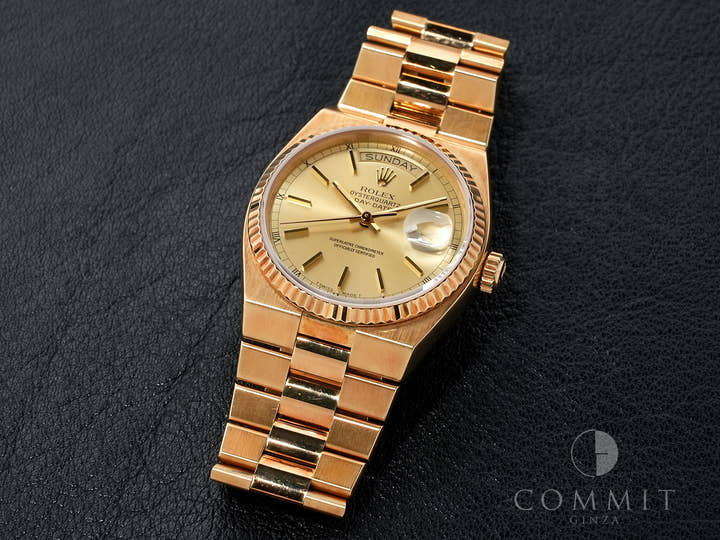 Rolex Oysterquartz Day-Date 36 Ref. 19018N Yellow Gold Champagne Dial Pre-owned jtueoz9o