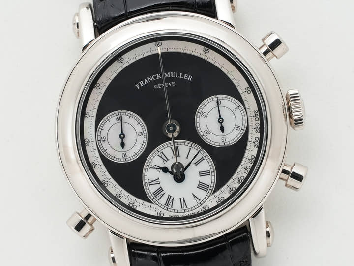 Franck Muller Round Split-Second Double-Face Chronograph Ref. 7000RDF White Gold Black and Mother-of-Pearl Dial Excellent Condition szggb6a9