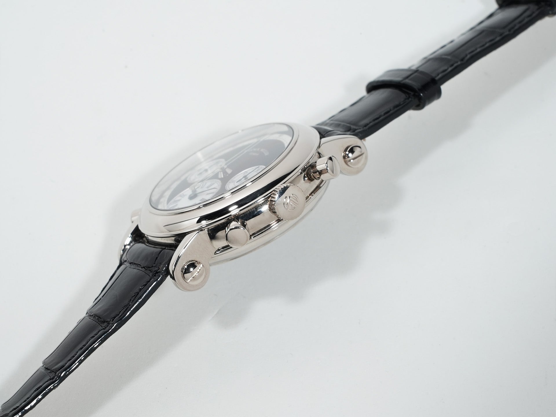 Franck Muller Round Split-Second Double-Face Chronograph Ref. 7000RDF White Gold Black and Mother-of-Pearl Dial Excellent Condition szggb6a9