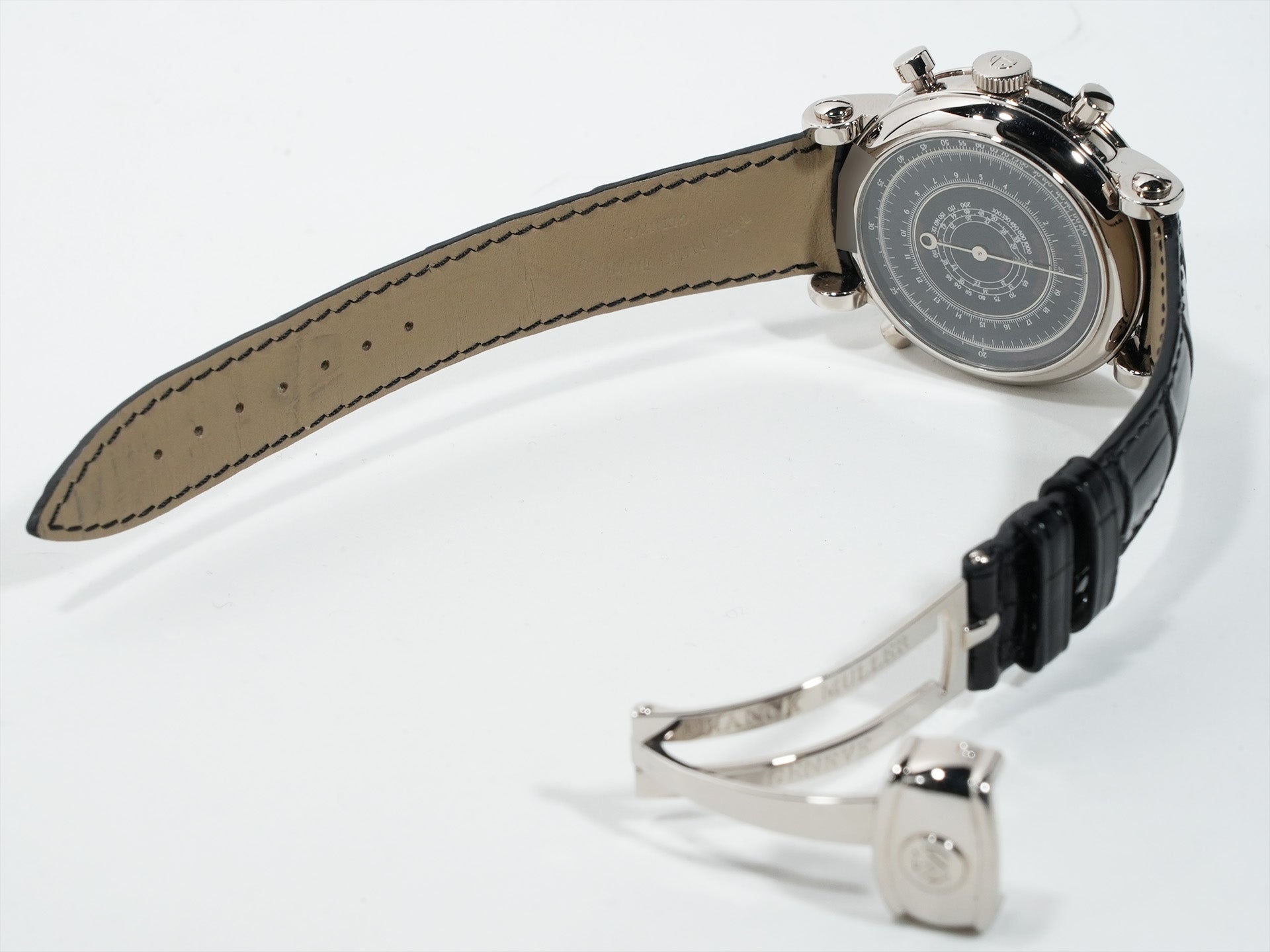 Franck Muller Round Split-Second Double-Face Chronograph Ref. 7000RDF White Gold Black and Mother-of-Pearl Dial Excellent Condition szggb6a9