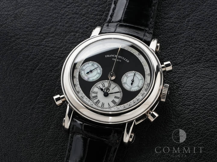 Franck Muller Round Split-Second Double-Face Chronograph Ref. 7000RDF White Gold Black and Mother-of-Pearl Dial Excellent Condition szggb6a9