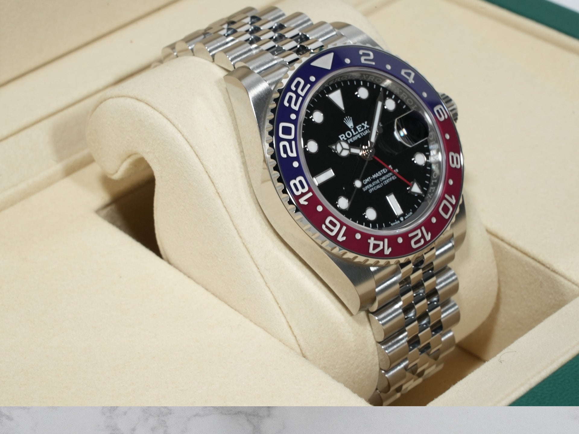 Rolex GMT-Master II Ref. 126710BLRO Stainless Steel with Black Dial and Jubilee Bracelet (Unused) cmsg5qji