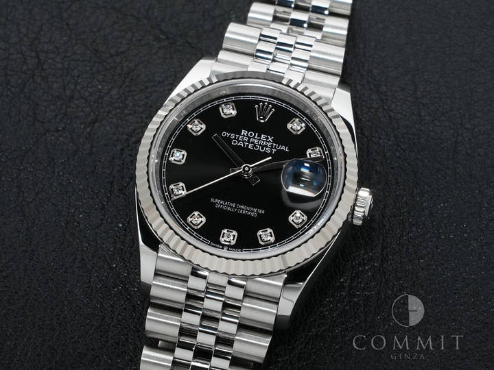 Rolex Datejust 36 Ref. 126234G Stainless Steel/White Gold Black 10-Piece Diamond Dial Jubilee Bracelet Excellent Condition 77q7msvn