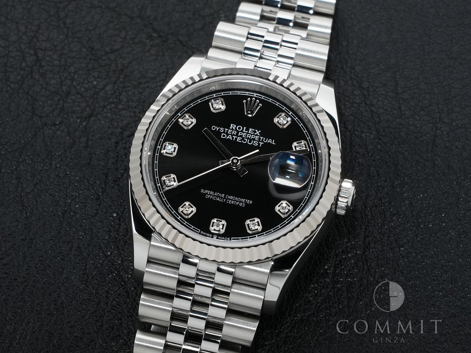 Rolex Datejust 36 Ref. 126234G Stainless Steel/White Gold Black 10-Piece Diamond Dial Jubilee Bracelet Excellent Condition 77q7msvn