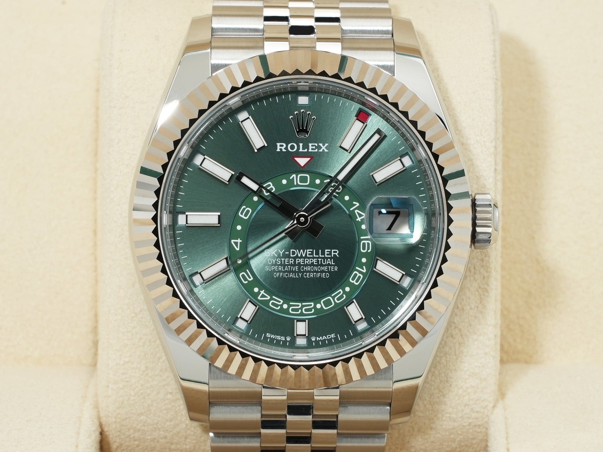 Rolex Sky-Dweller Ref. 336934 Stainless Steel/White Gold Mint Green Dial Jubilee Bracelet Unused 6w3bx3ue