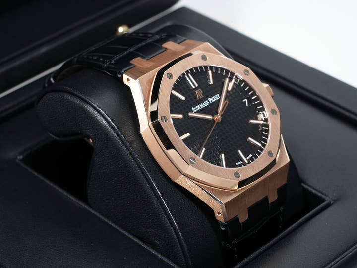 Audemars Piguet Royal Oak Ref. 15500OR.OO.D002CR.01 Pink Gold Black Dial Excellent Condition txvz9q7s