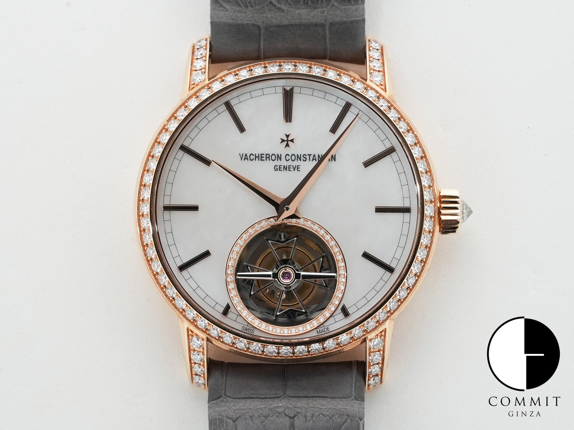 Vacheron Constantin Traditionnelle Tourbillon Ref. 6035T/000R-B634 Pink Gold Mother-of-Pearl Dial Excellent Condition 3gg2o7co