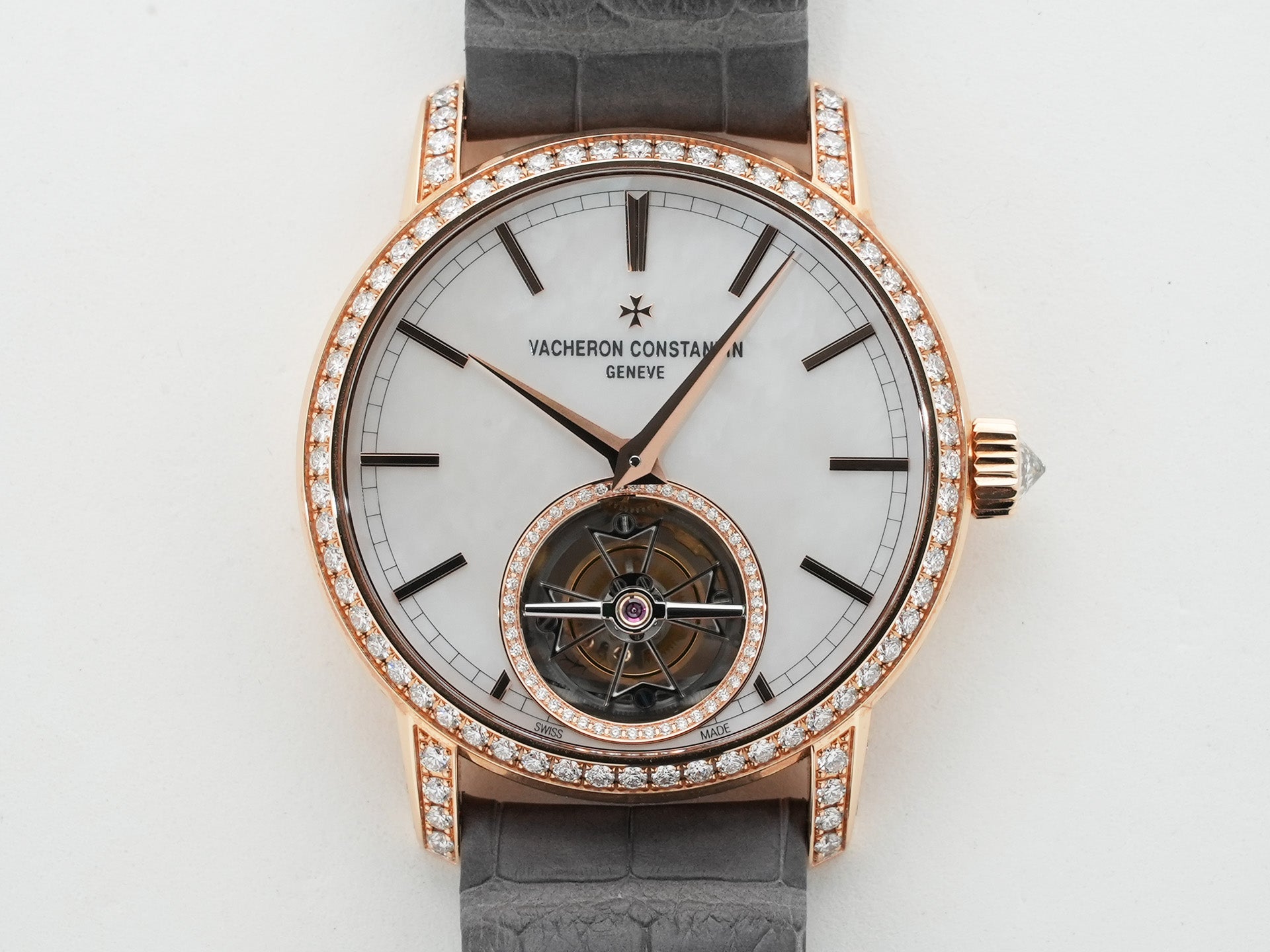 Vacheron Constantin Traditionnelle Tourbillon Ref. 6035T/000R-B634 Pink Gold Mother-of-Pearl Dial Excellent Condition 3gg2o7co