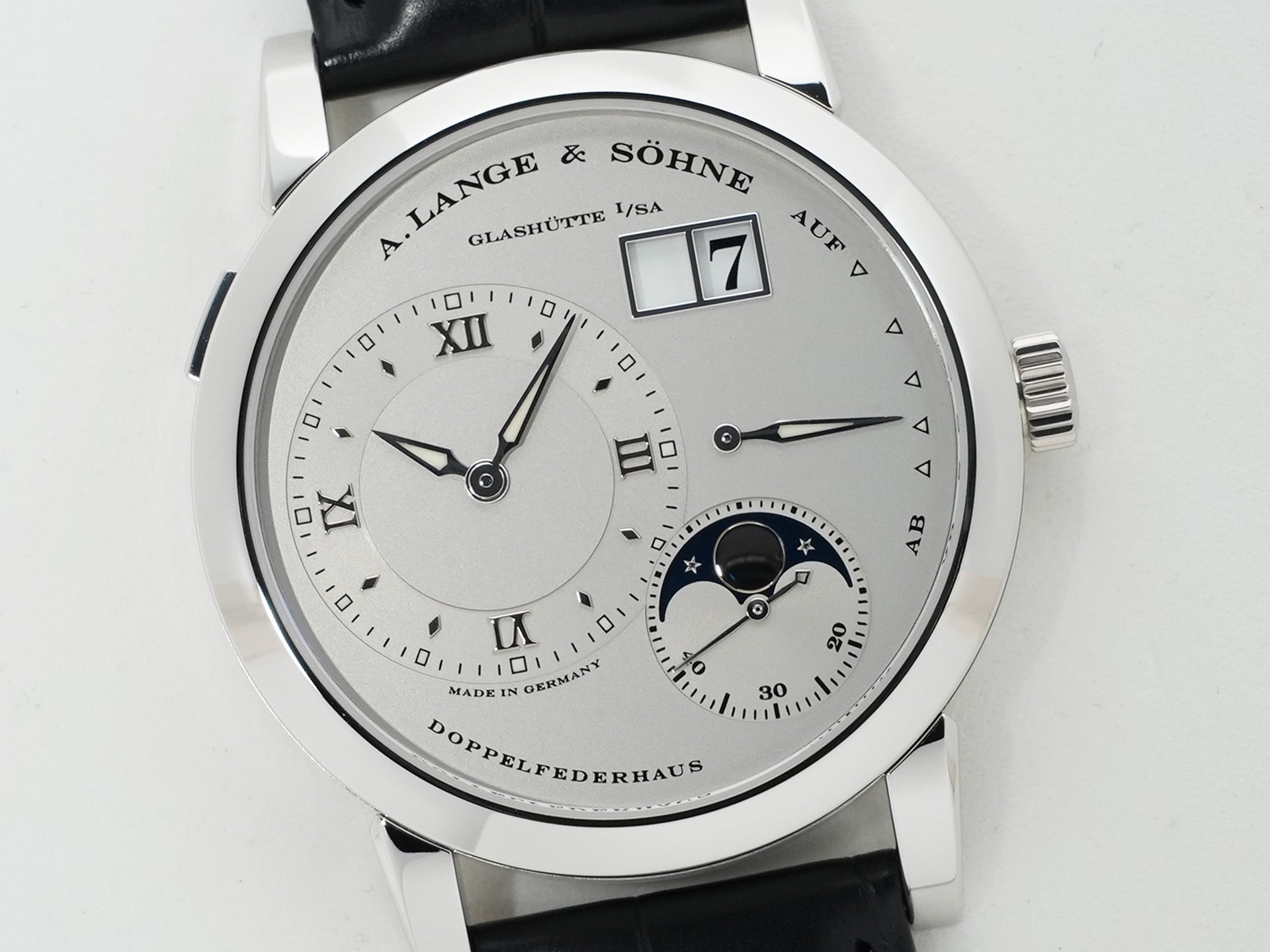 A. Lange & Söhne Lange 1 Moon Phase Ref. 109.025 Platinum Silver Dial Excellent Condition ike7d7s5