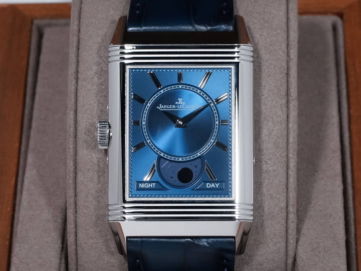 Jaeger-LeCoultre Reverso Tribute Duo Ref. Q3918420 Stainless Steel Silver with Blue Dial Pre-owned 342p4e8a