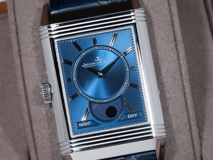 Jaeger-LeCoultre Reverso Tribute Duo Ref. Q3918420 Stainless Steel Silver with Blue Dial Pre-owned 342p4e8a