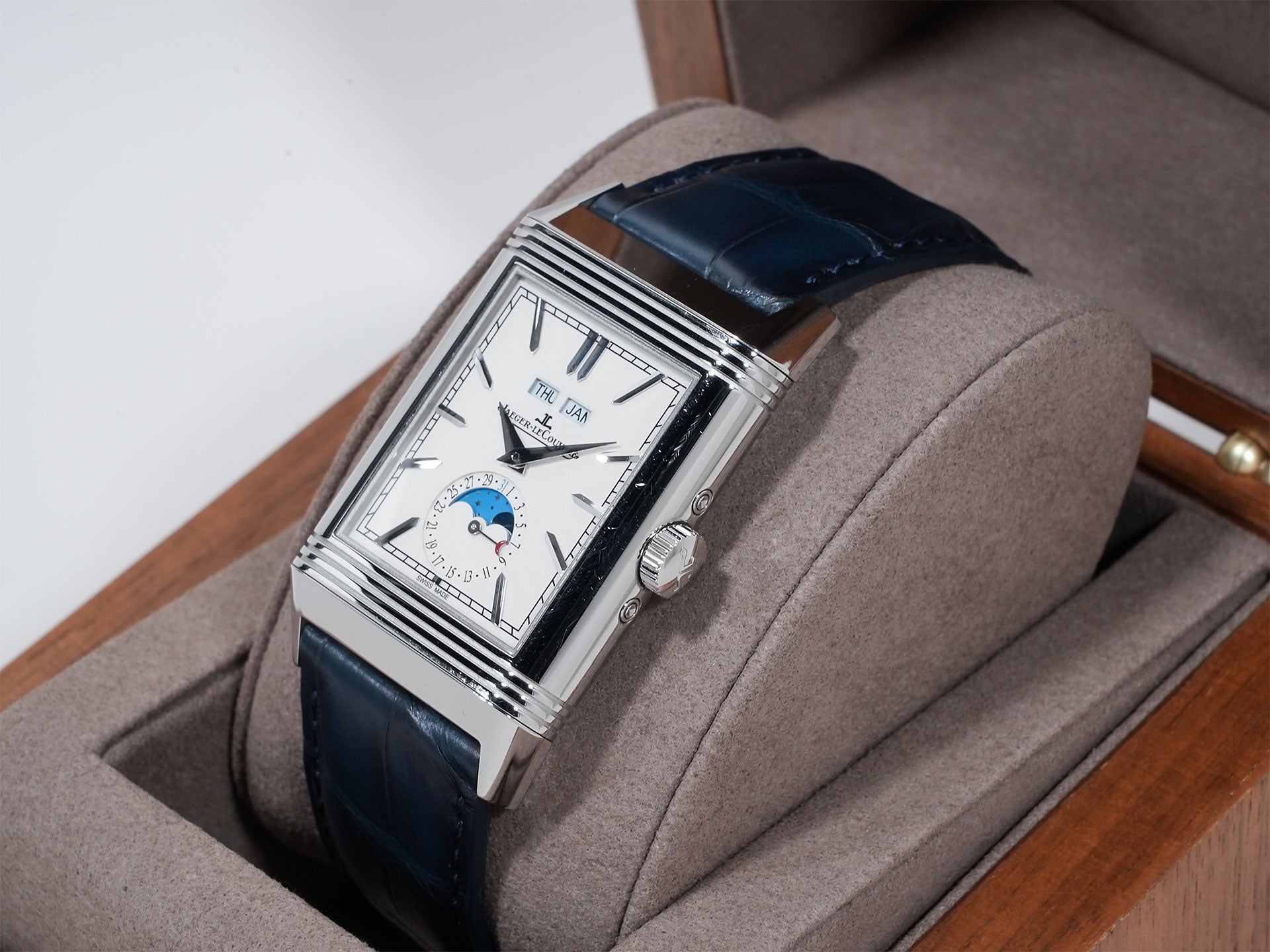 Jaeger-LeCoultre Reverso Tribute Duo Ref. Q3918420 Stainless Steel Silver with Blue Dial Pre-owned 342p4e8a