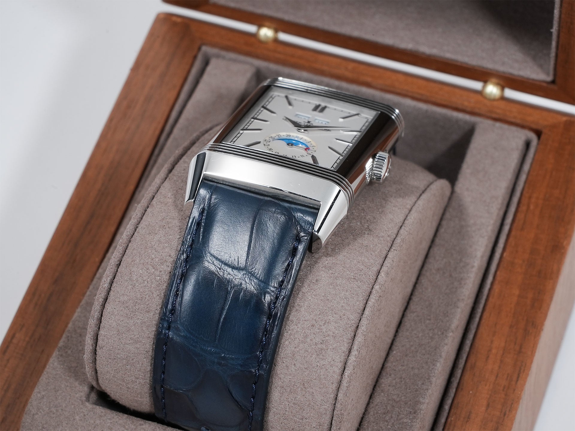 Jaeger-LeCoultre Reverso Tribute Duo Ref. Q3918420 Stainless Steel Silver with Blue Dial Pre-owned 342p4e8a