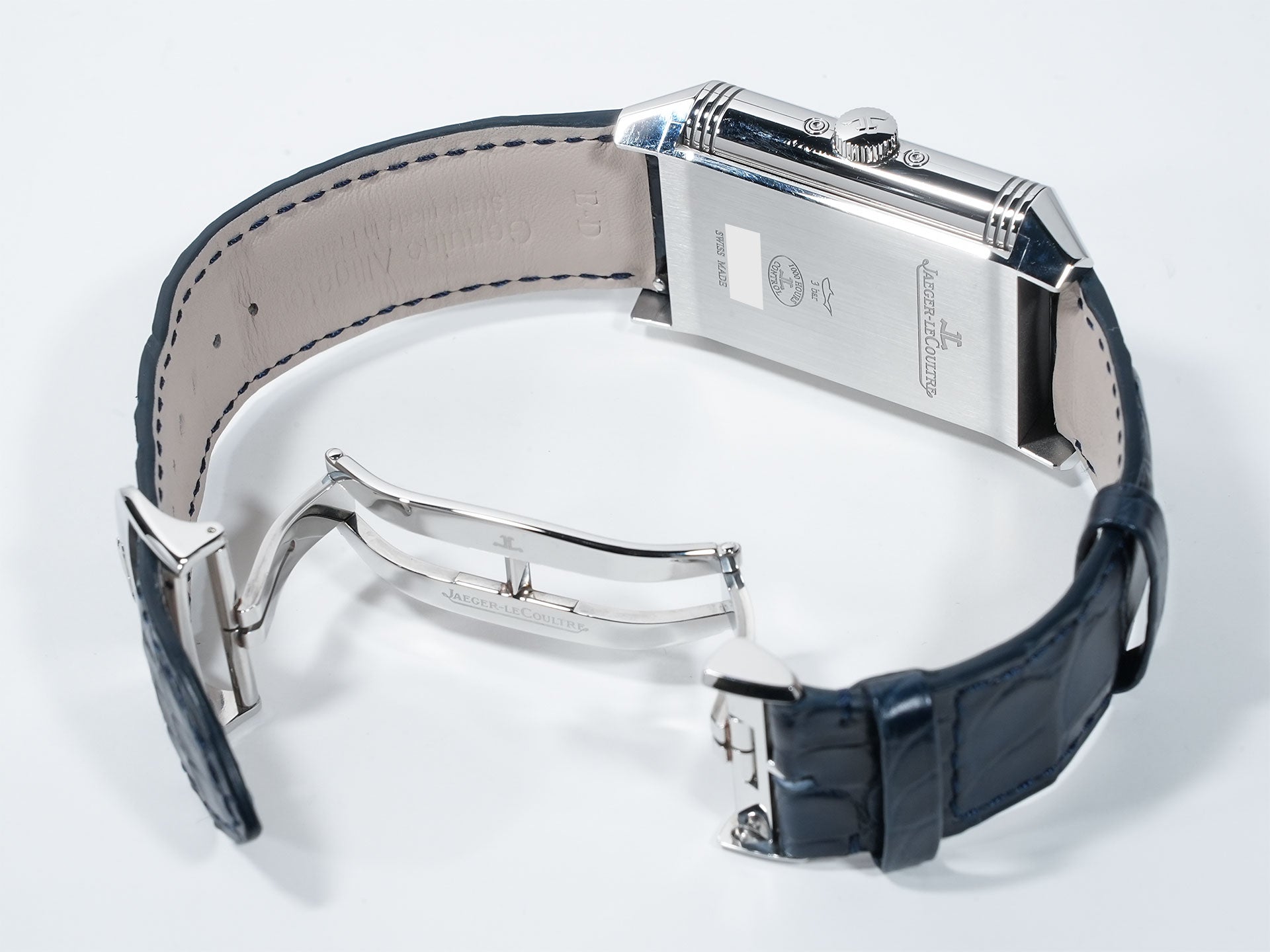 Jaeger-LeCoultre Reverso Tribute Duo Ref. Q3918420 Stainless Steel Silver with Blue Dial Pre-owned 342p4e8a
