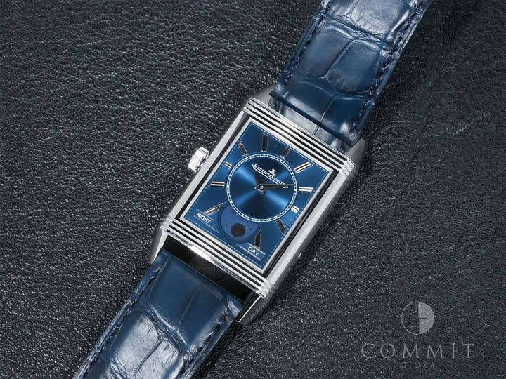 Jaeger-LeCoultre Reverso Tribute Duo Ref. Q3918420 Stainless Steel Silver with Blue Dial Pre-owned 342p4e8a