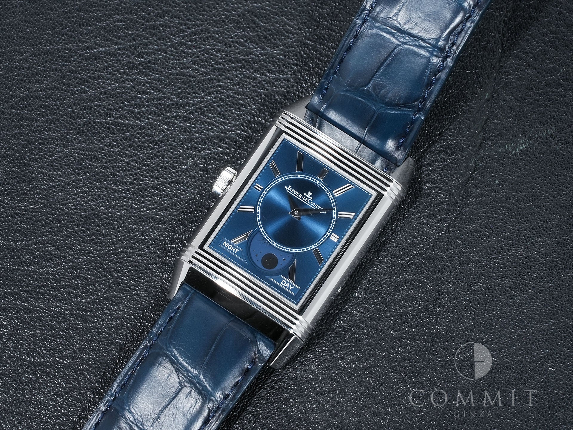 Jaeger-LeCoultre Reverso Tribute Duo Ref. Q3918420 Stainless Steel Silver with Blue Dial Pre-owned 342p4e8a