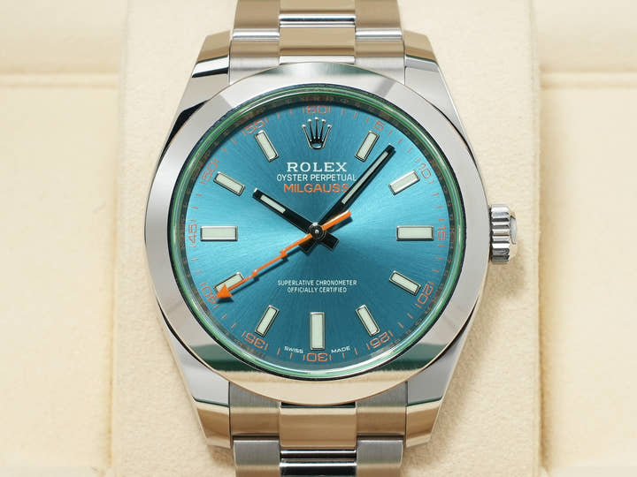 ロレックス ミルガウス Ref.116400GV ステンレススチール Zブルー文字盤 美品 dzaqeram