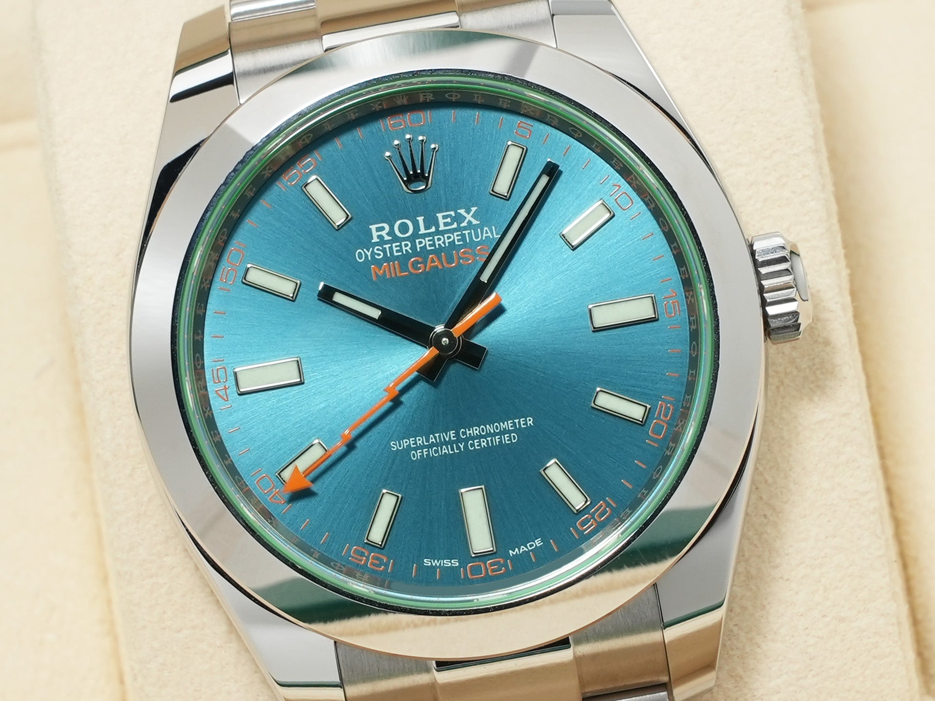 ロレックス ミルガウス Ref.116400GV ステンレススチール Zブルー文字盤 美品 dzaqeram