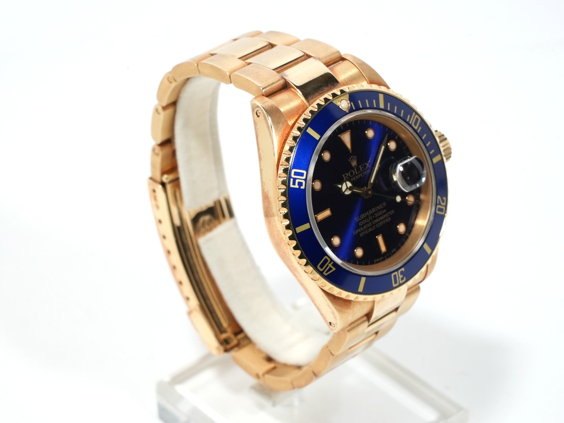 Pre-owned Rolex Submariner Date Ref. 16618 Yellow Gold Blue Dial (eg8xjrni)