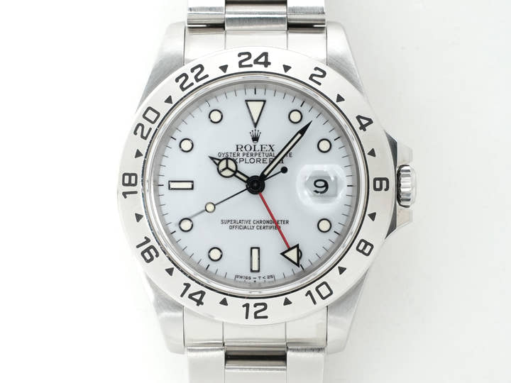ロレックス エクスプローラーII Ref.16570 ステンレススチール ホワイト文字盤 オイスターブレスレット 中古 4of8nd6j