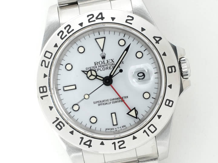 ロレックス エクスプローラーII Ref.16570 ステンレススチール ホワイト文字盤 オイスターブレスレット 中古 4of8nd6j