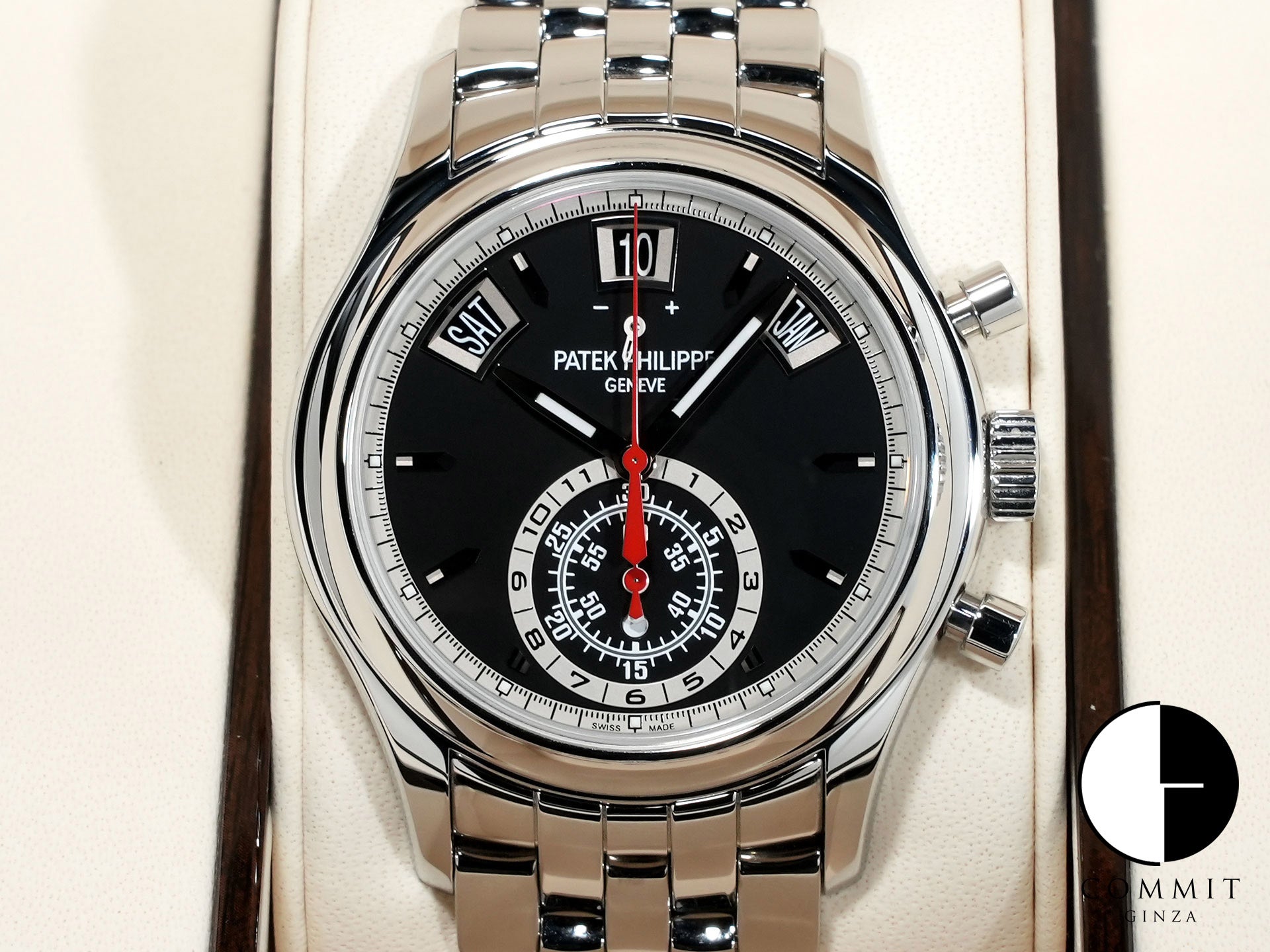 Patek Philippe Annual Calendar Chronograph Ref. 5960/1A-010 Stainless Steel Black Dial Excellent Condition Pre-Owned bpfjonh6