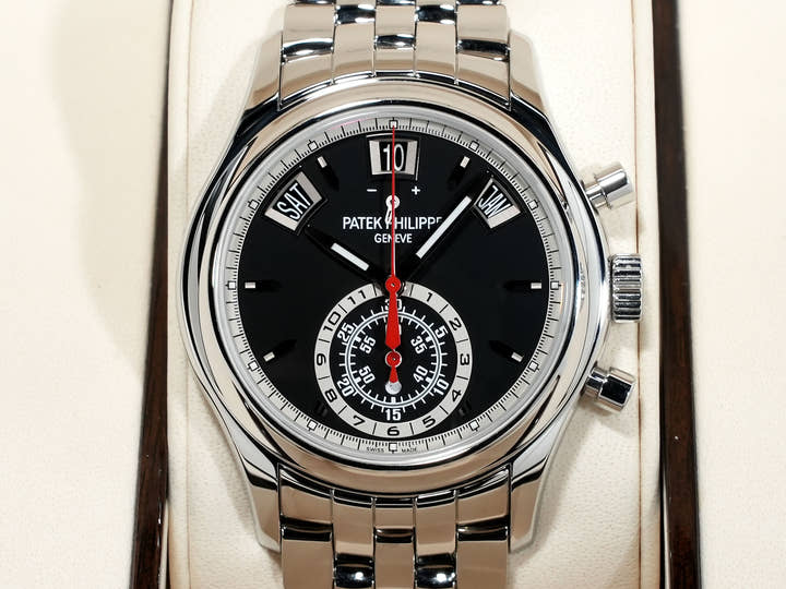Patek Philippe Annual Calendar Chronograph Ref. 5960/1A-010 Stainless Steel Black Dial Excellent Condition Pre-Owned bpfjonh6