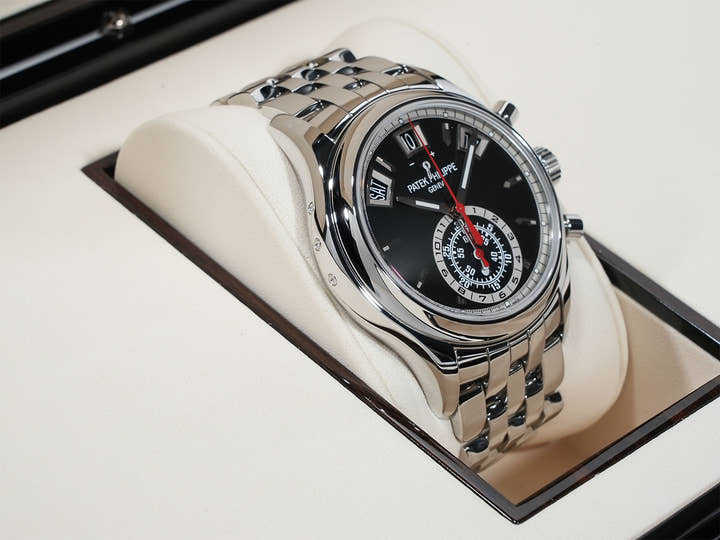 Patek Philippe Annual Calendar Chronograph Ref. 5960/1A-010 Stainless Steel Black Dial Excellent Condition Pre-Owned bpfjonh6