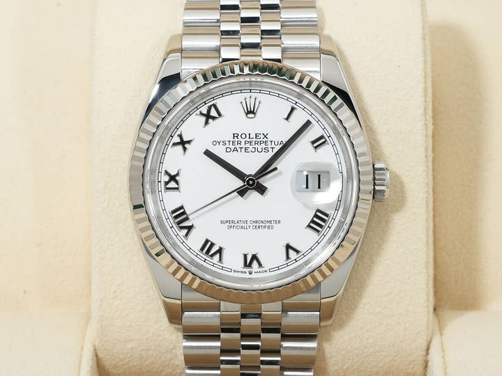 Rolex Datejust 36 Ref. 126234 Stainless Steel/White Gold White Roman Dial Jubilee Bracelet Excellent Condition 58nxoiqc