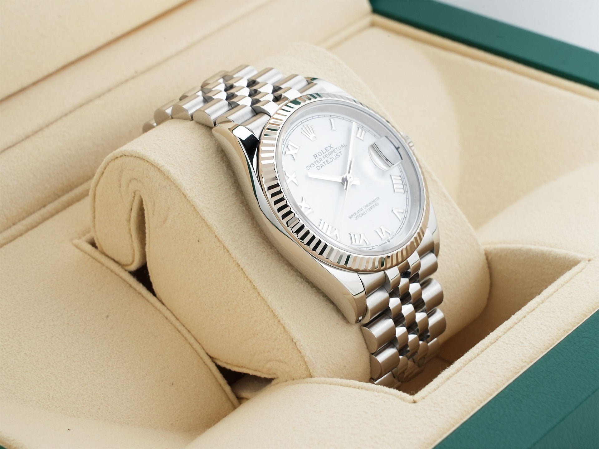 Rolex Datejust 36 Ref. 126234 Stainless Steel/White Gold White Roman Dial Jubilee Bracelet Excellent Condition 58nxoiqc