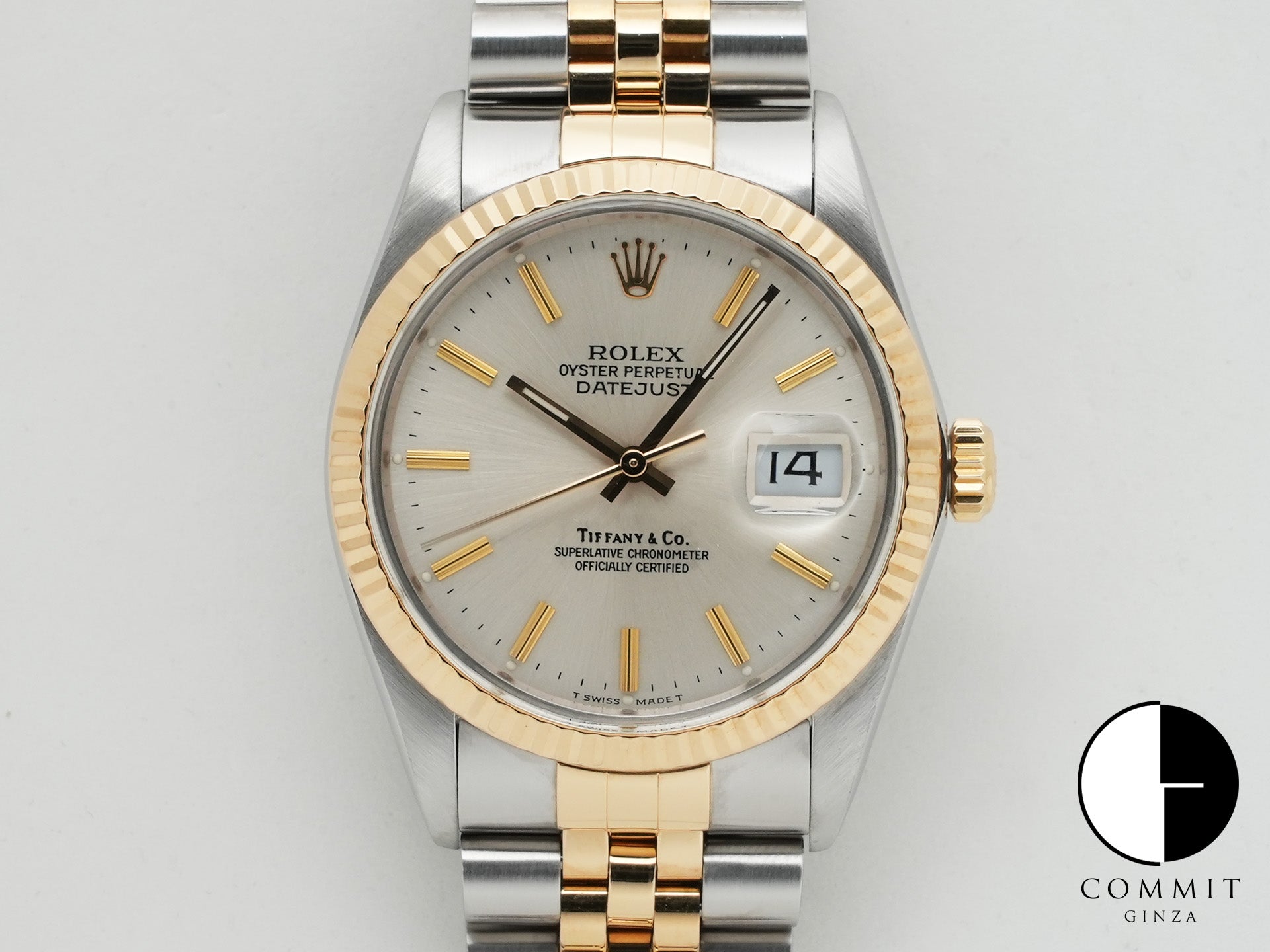 ロレックス デイトジャスト TIFFANY＆Co. Ref.16013 ステンレススチール/イエローゴールド シルバー文字盤 美中古 5xixm9ai