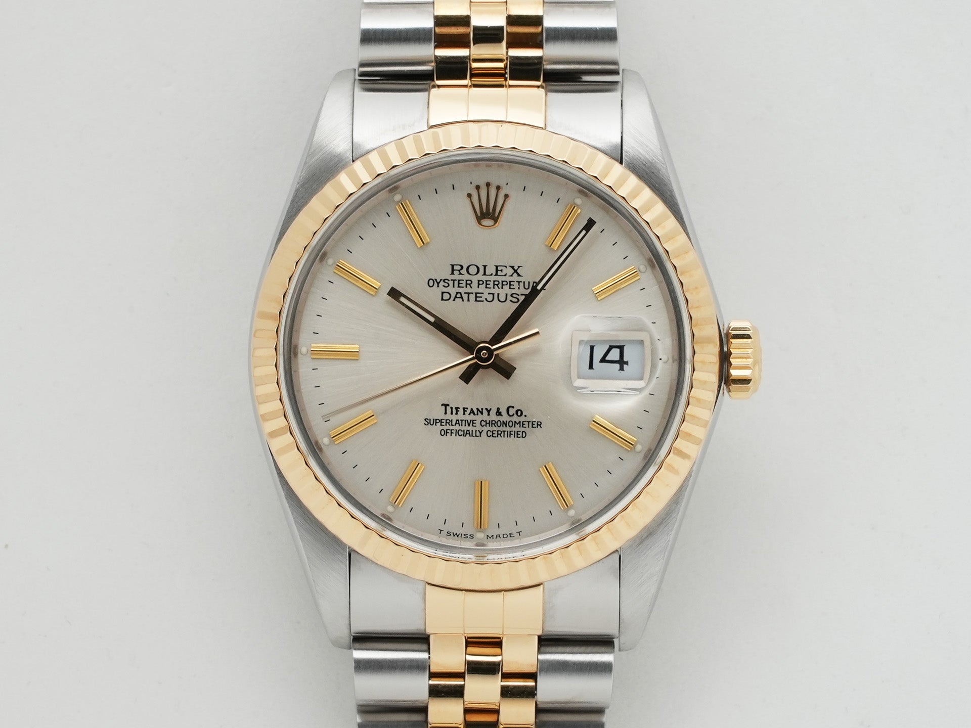 ロレックス デイトジャスト TIFFANY＆Co. Ref.16013 ステンレススチール/イエローゴールド シルバー文字盤 美中古 5xixm9ai