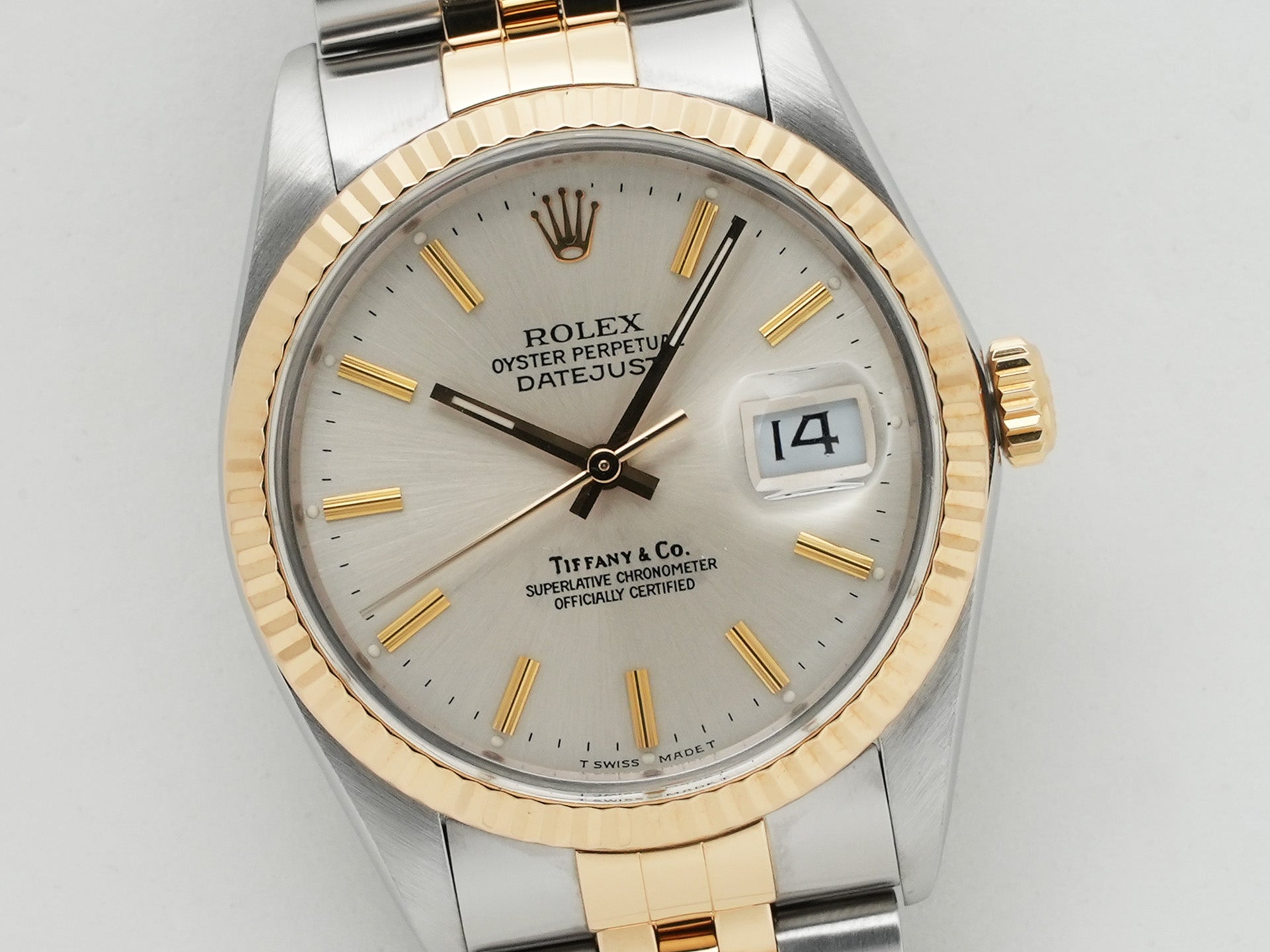 ロレックス デイトジャスト TIFFANY＆Co. Ref.16013 ステンレススチール/イエローゴールド シルバー文字盤 美中古 5xixm9ai