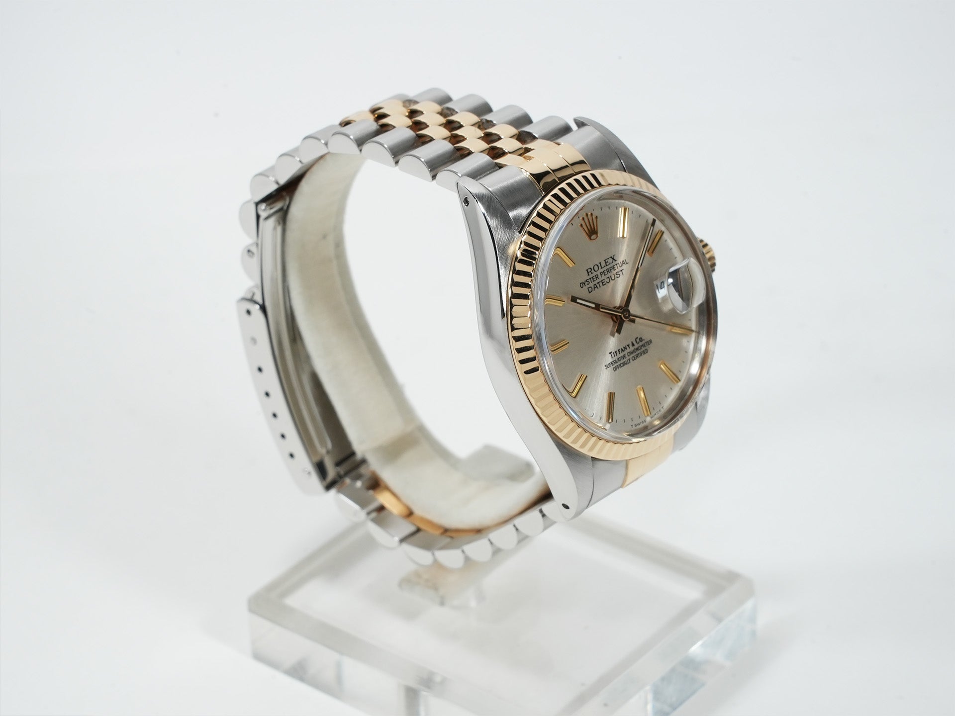 ロレックス デイトジャスト TIFFANY＆Co. Ref.16013 ステンレススチール/イエローゴールド シルバー文字盤 美中古 5xixm9ai