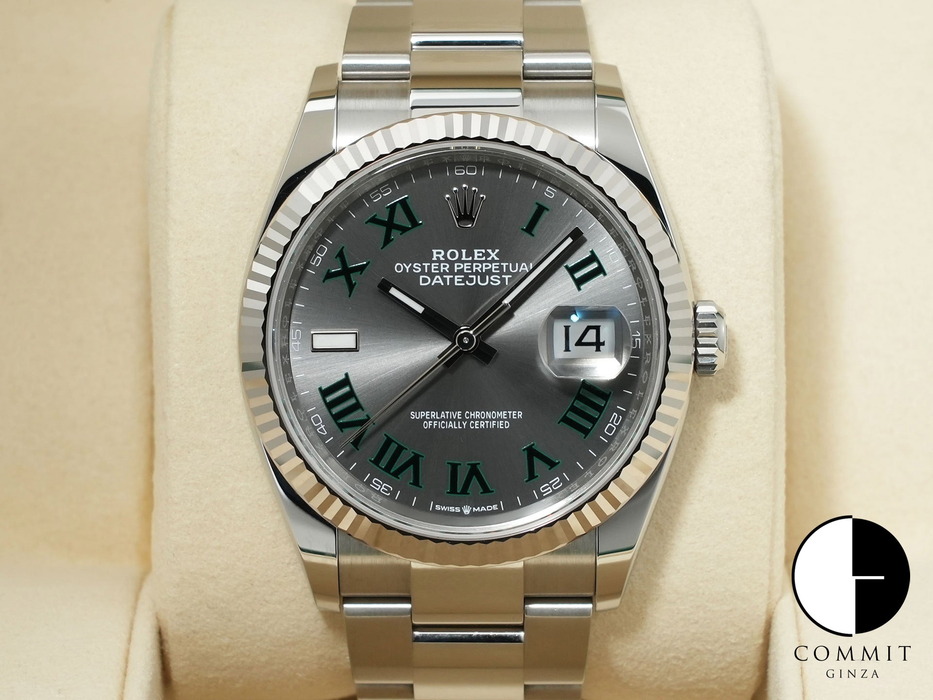 ロレックス デイトジャスト36 Ref.126234 ステンレススチール/ホワイトゴールド スレートローマン文字盤 オイスターブレスレット 美中古 pjhcwhj8