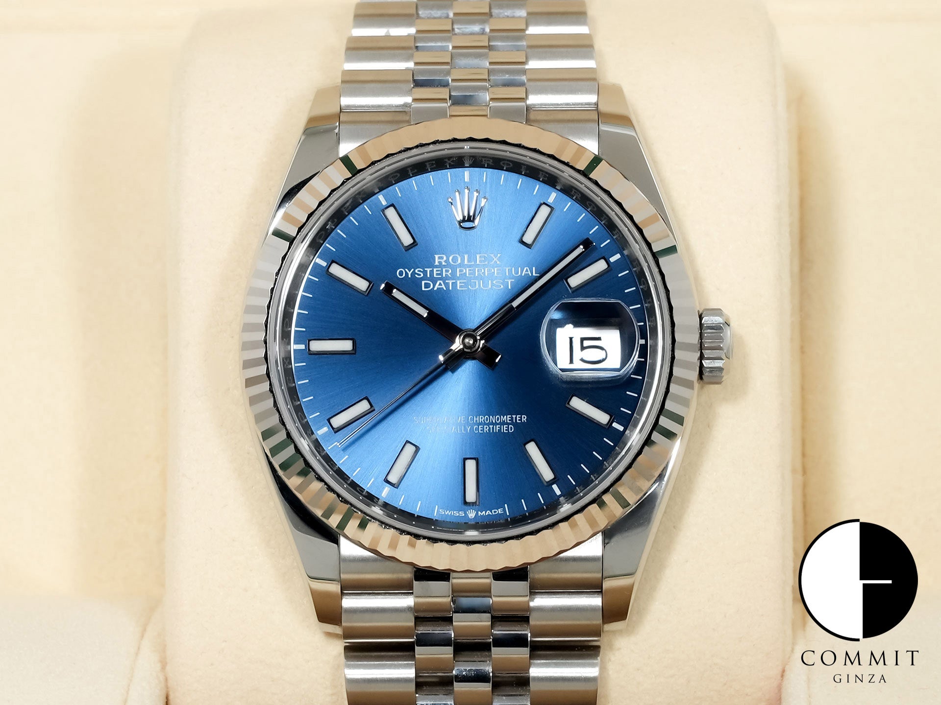 ロレックス デイトジャスト36 Ref.126234 ステンレススチール/ホワイトゴールド ブライトブルー文字盤 ジュビリーブレスレット 美中古 upmnrvyb