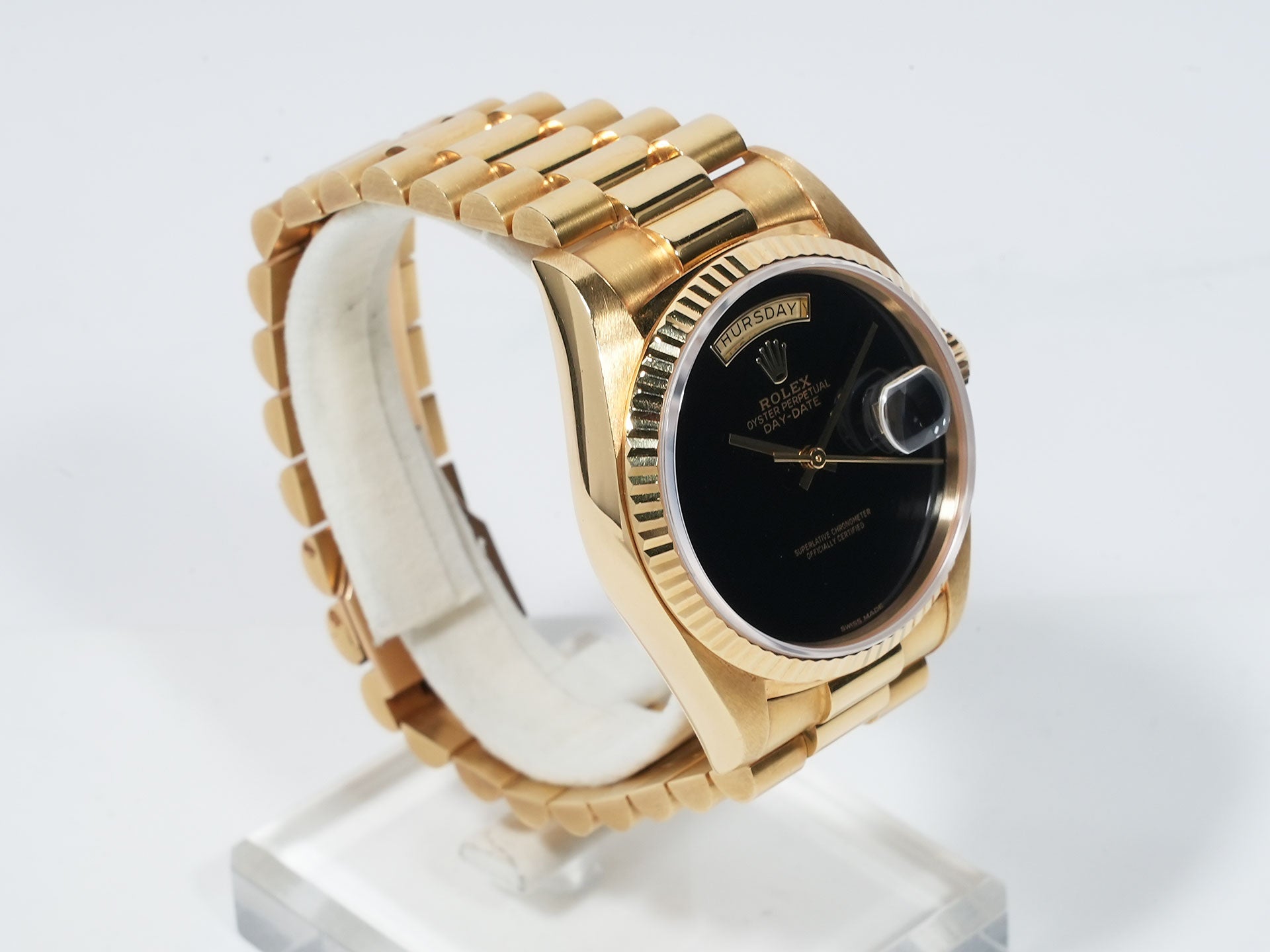 ロレックス デイデイト36 Ref.18038 イエローゴールド オニキス文字盤 中古 fw4muuk5