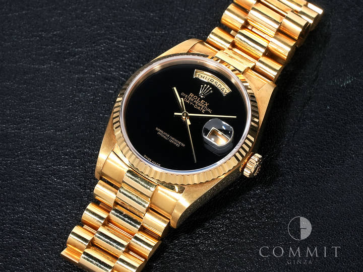 ロレックス デイデイト36 Ref.18038 イエローゴールド オニキス文字盤 中古 fw4muuk5