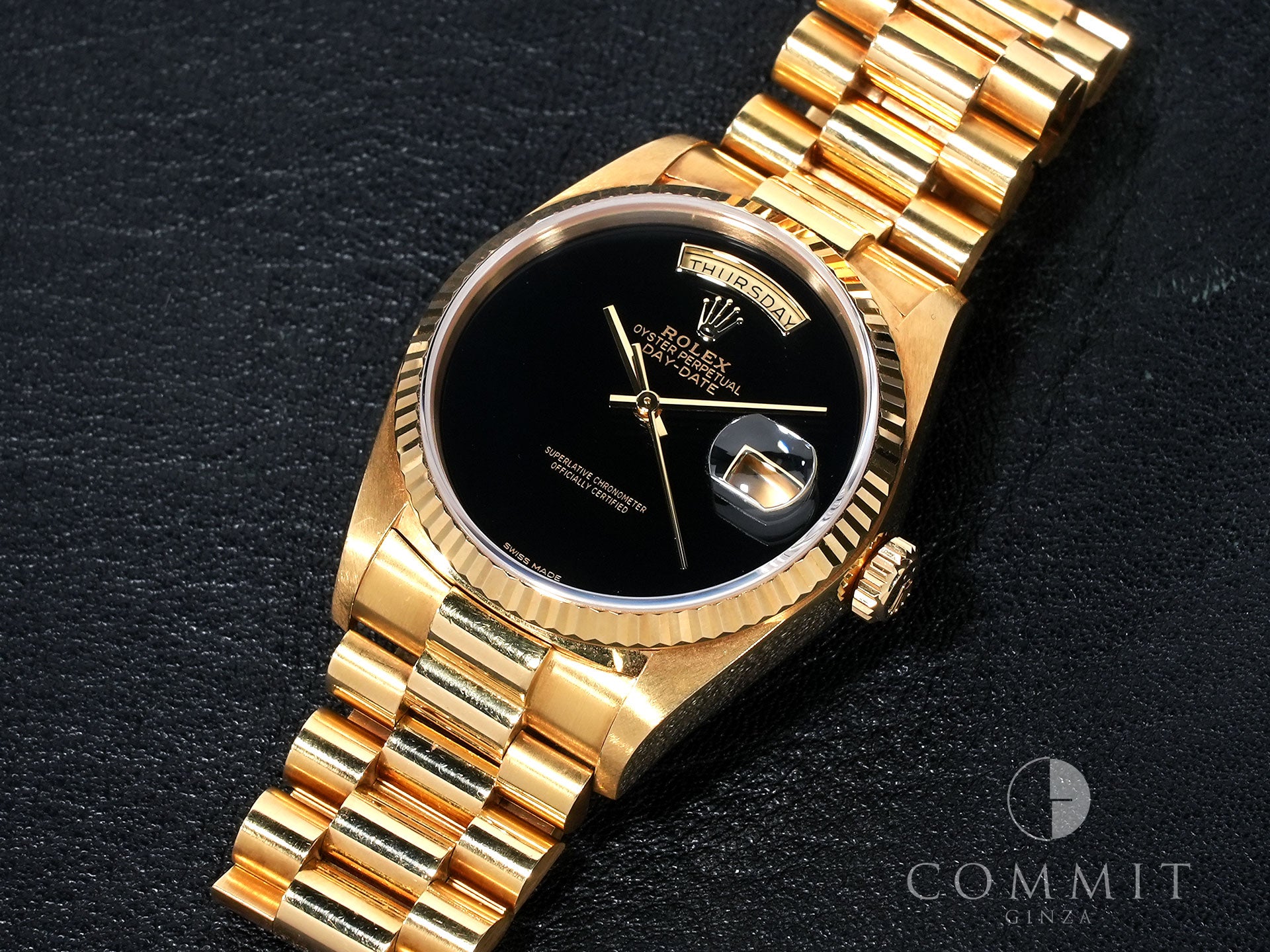ロレックス デイデイト36 Ref.18038 イエローゴールド オニキス文字盤 中古 fw4muuk5