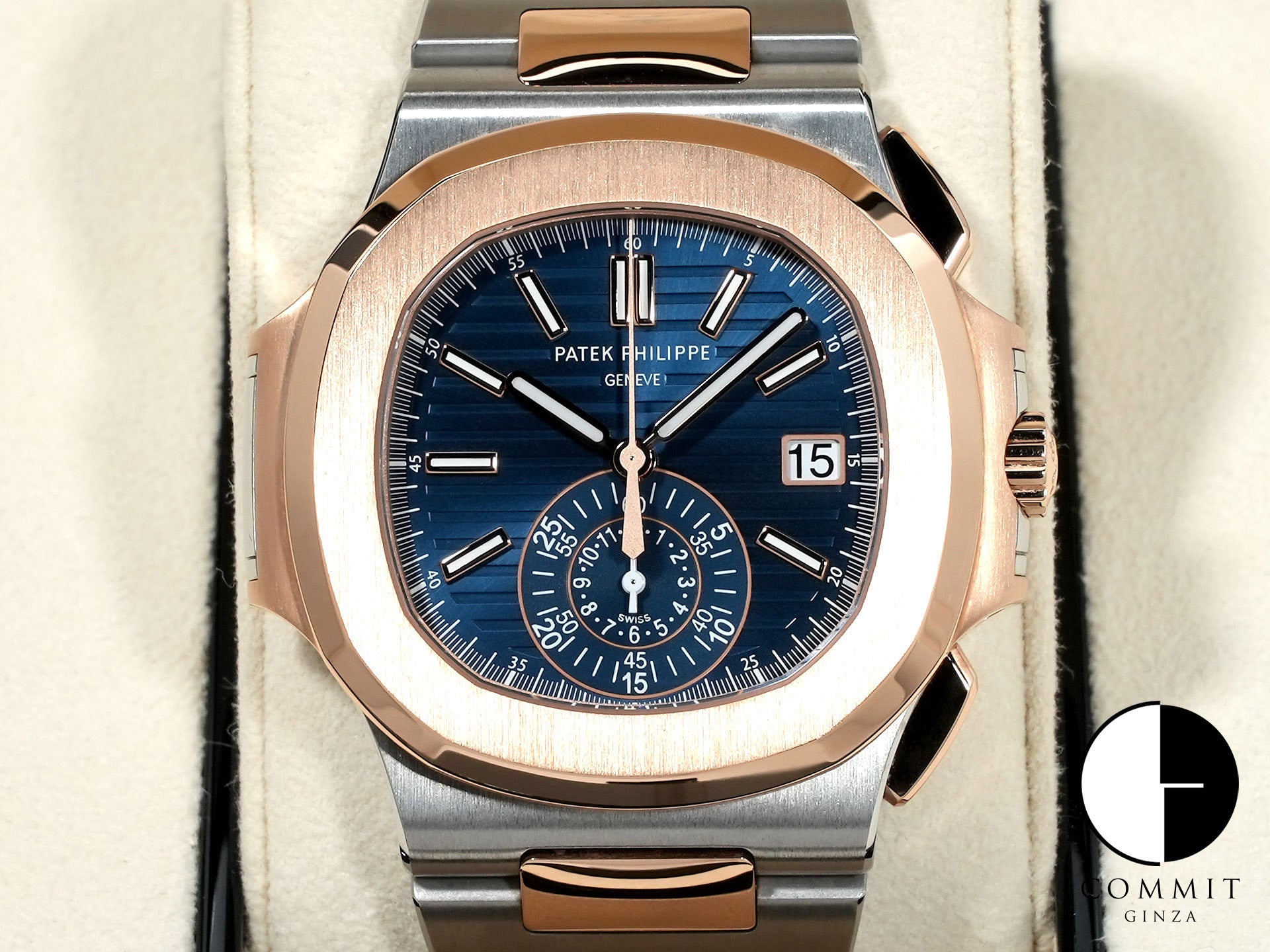 パテックフィリップ ノーチラス クロノグラフ Ref.5980/1AR-001 ステンレススチール/ローズゴールド ブルー文字盤 美品 xp899qt5