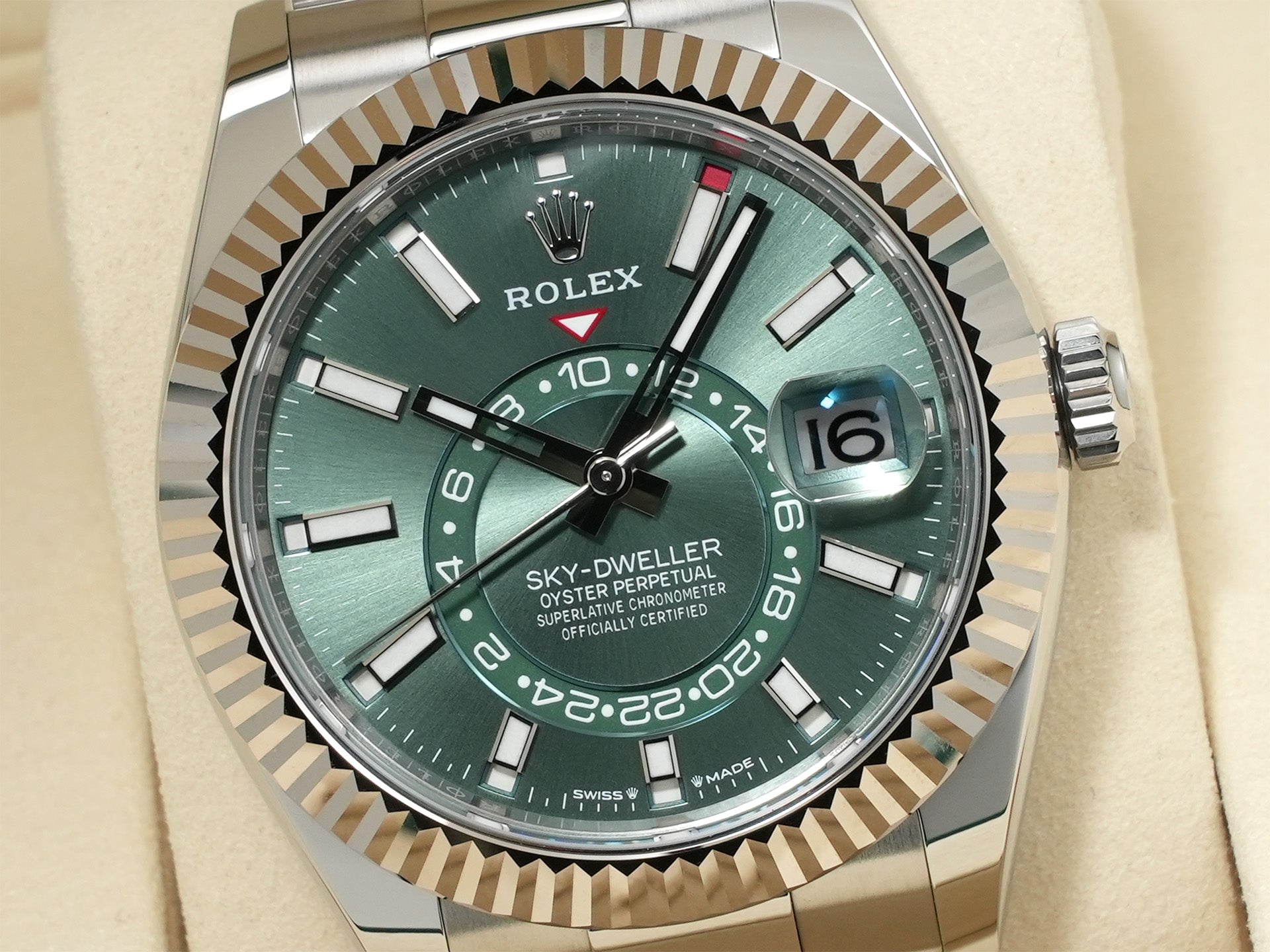 ロレックス スカイドゥエラー Ref.336934 ステンレススチール/ホワイトゴールド ミントグリーン文字盤 オイスターブレスレット 美品 fz7jtevr