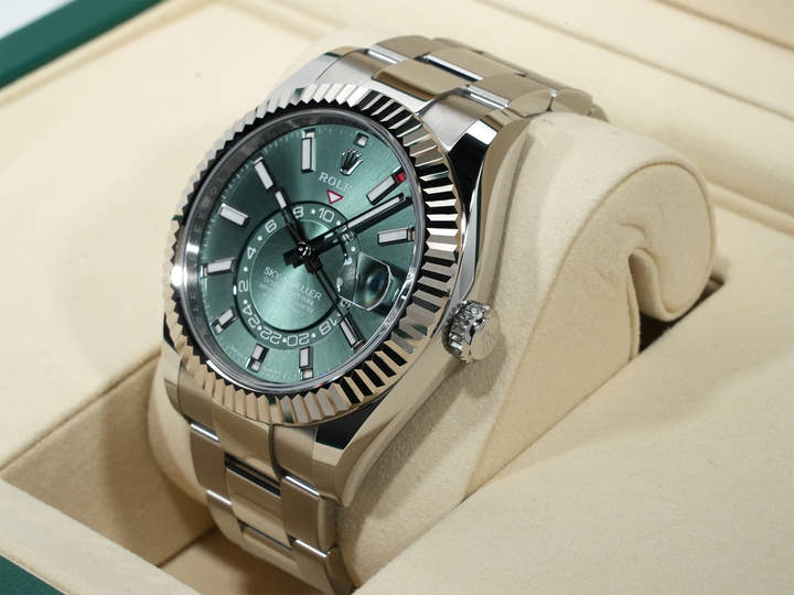 ロレックス スカイドゥエラー Ref.336934 ステンレススチール/ホワイトゴールド ミントグリーン文字盤 オイスターブレスレット 美品 fz7jtevr