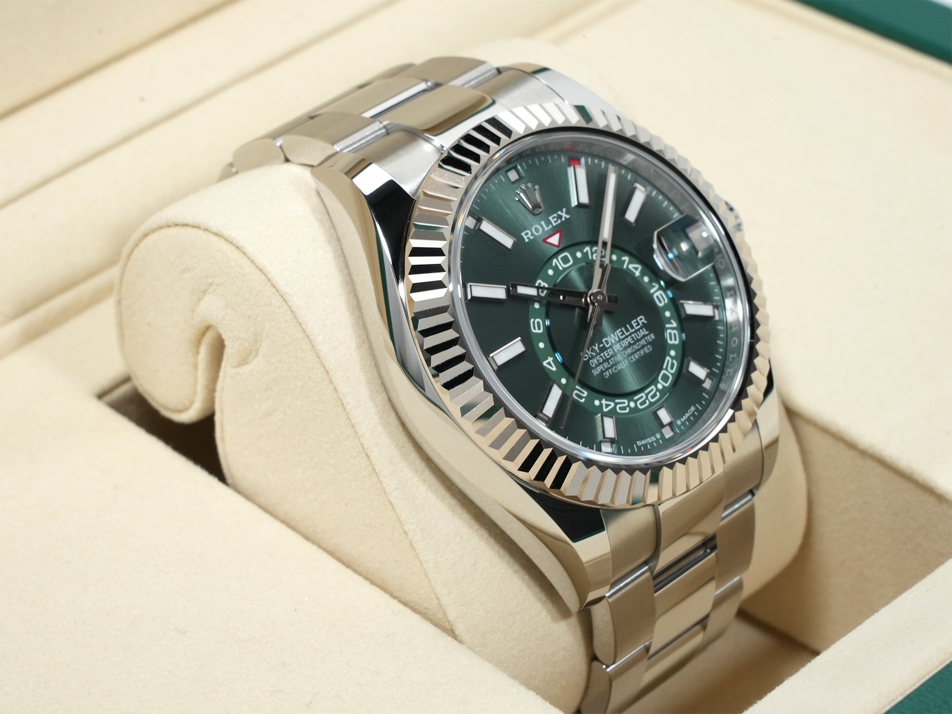 ロレックス スカイドゥエラー Ref.336934 ステンレススチール/ホワイトゴールド ミントグリーン文字盤 オイスターブレスレット 美品 fz7jtevr