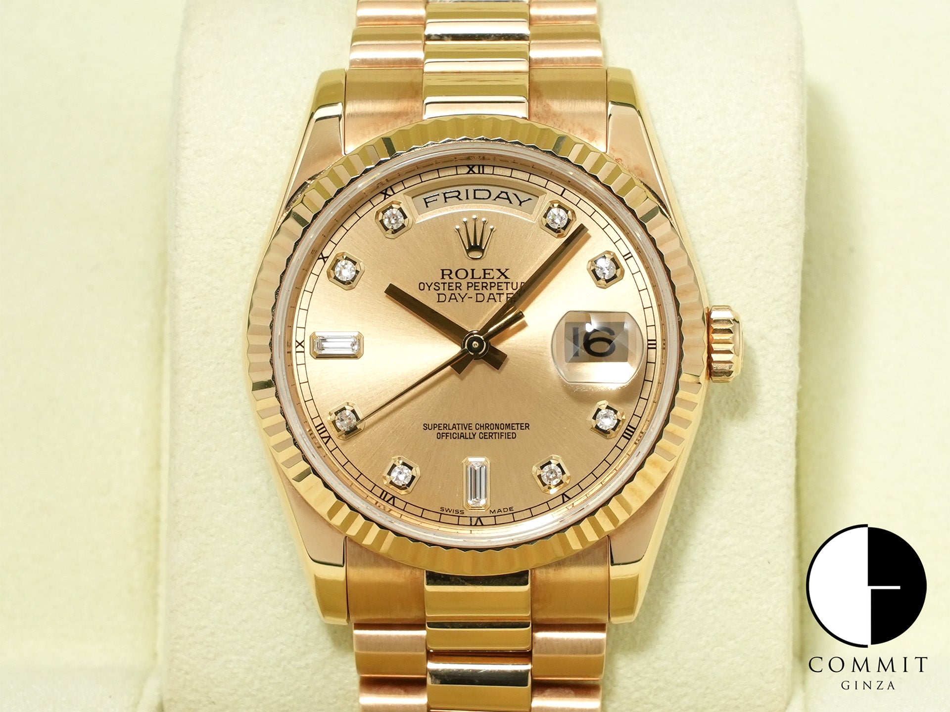 ロレックス デイデイト36 Ref.118238A イエローゴールド シャンパン文字盤 中古 w2h5p9a6