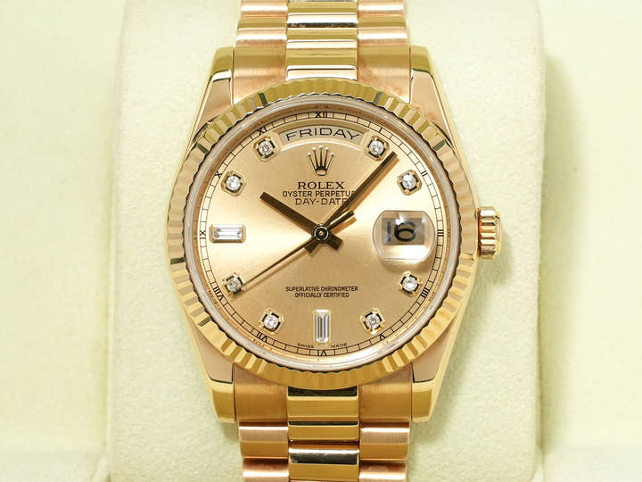 ロレックス デイデイト36 Ref.118238A イエローゴールド シャンパン文字盤 中古 w2h5p9a6