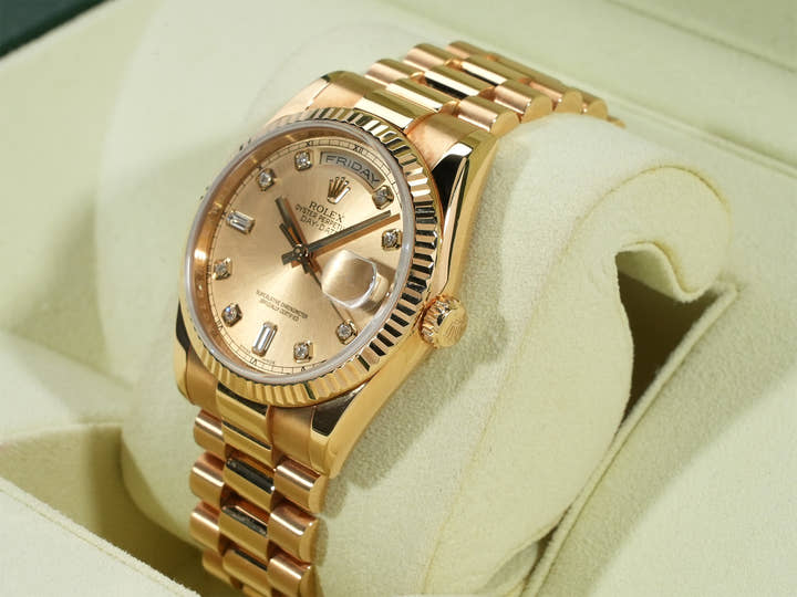 ロレックス デイデイト36 Ref.118238A イエローゴールド シャンパン文字盤 中古 w2h5p9a6