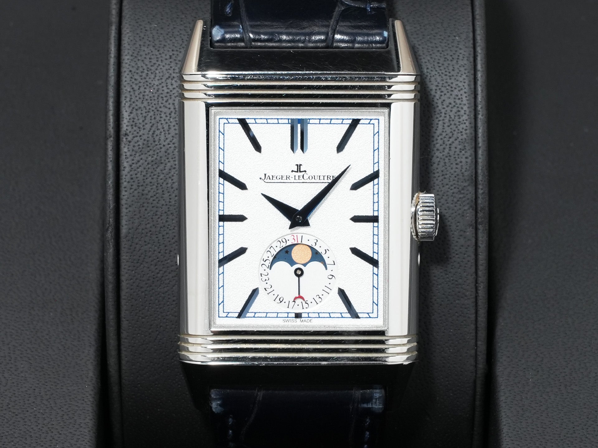 ジャガールクルト レベルソ トリビュート ムーン Ref.Q3958420 ステンレススチール シルバー文字盤 中古 hnftpnnn