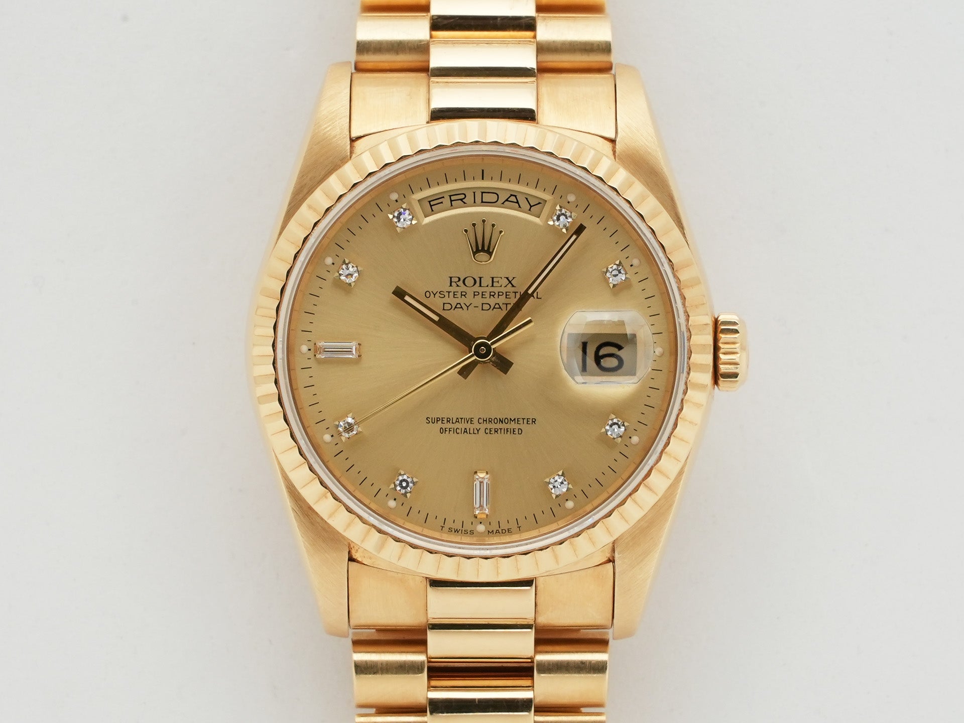 ロレックス デイデイト36 Ref.18238A イエローゴールド シャンパンx10Pダイヤ文字盤 中古 oerwjhrn